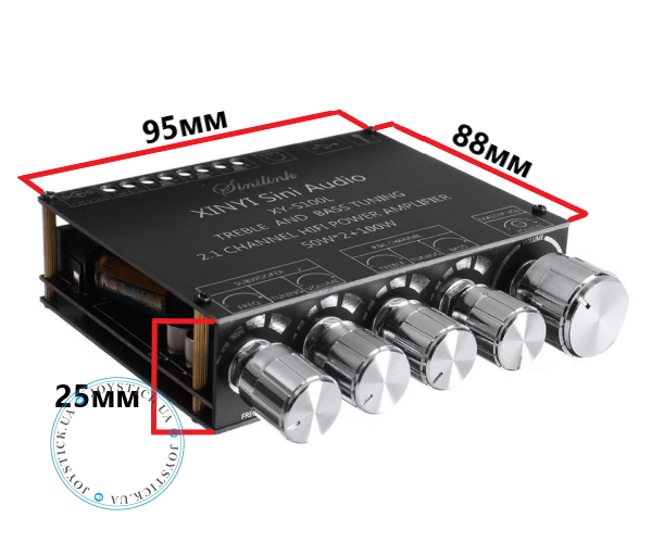 Sinilink XY-S100L – 2.1 channel 2x50 plus 100 watt subwoofer output Class D Audio Amplifier - support Bluetooth AUX and USB Color Black